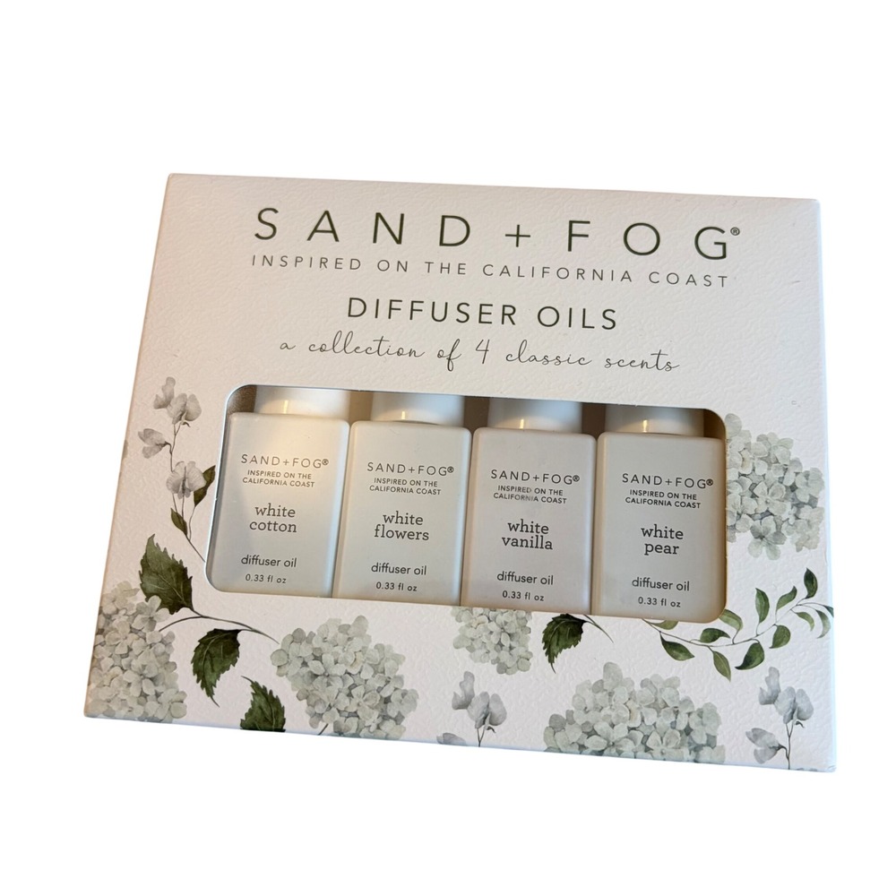 Sand + Fog Diffuser Oils Set 4 Classic Scents White Cotton Vanilla Pear Flowers
